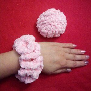 Custom Handmade Anime Kawaii Cute Cosplay Pink Crochet Scrunchie Made With Love